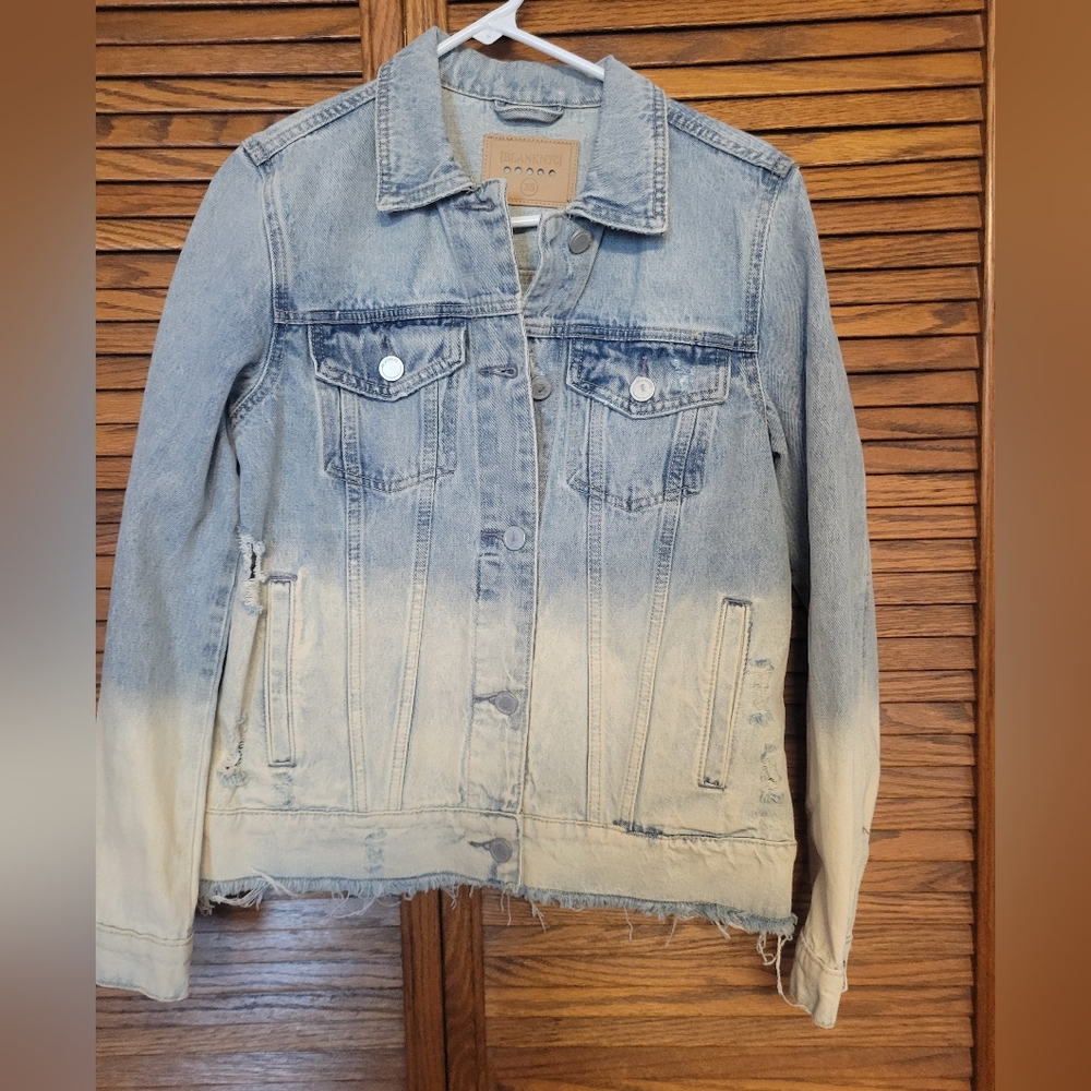 Blank NYC Blue Distressed Jean Jacket Size XS Womans